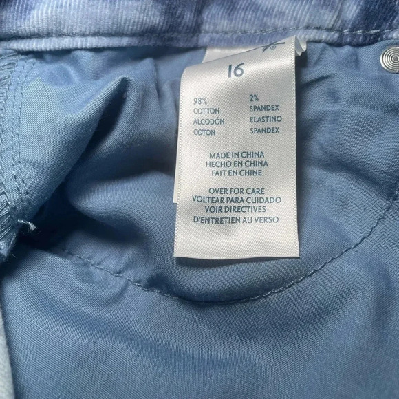 7 Seven Tie Dye Courduroy Pants Light & Dark Blue size 16 Trendy Cotton Logo - Picture 7 of 9